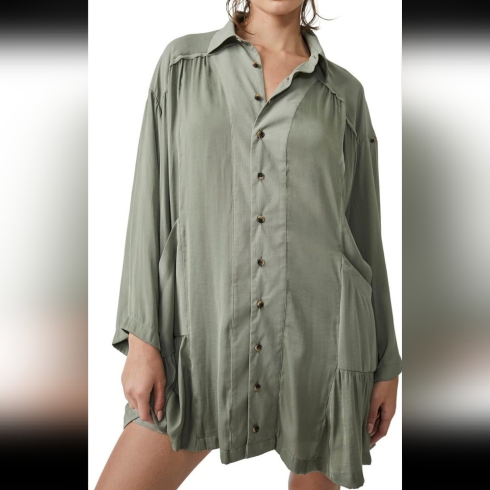 Free People Moonstruck Long Sleeve Shirtdress Sz M
